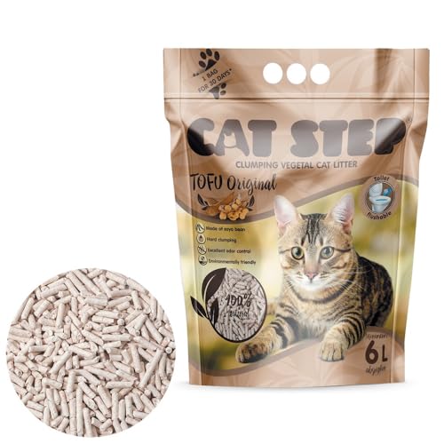 Cat Step Tofu Original Katzenstreu - Umweltfreundlich, Nicht Klumpend, Biologisch Abbaubar, Geruchskontrolle, Chemiefrei (2.7 Kilogramm) von Cat step