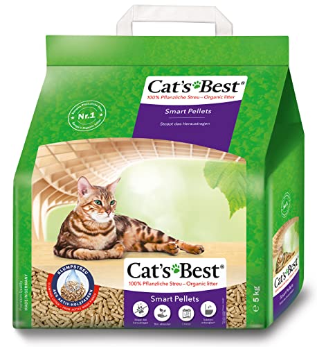 Cat's Best Smart Pellets, 100 % pflanzliche Katzenstreu, innovative Klumpstreu für Katzen aus antihaftenden Aktiv-Holzfasern – stoppt das Heraustragen, 5 kg/ 10 l von Cat's Best