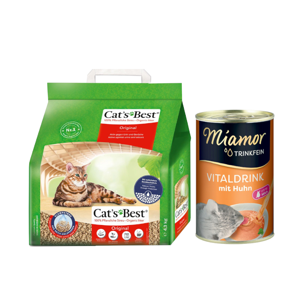 Cat's Best Original Katzenstreu + 135 ml Miamor Trinkfein Vitaldrink gratis! - 10 l (ca. 4,3 kg) von Cat's Best