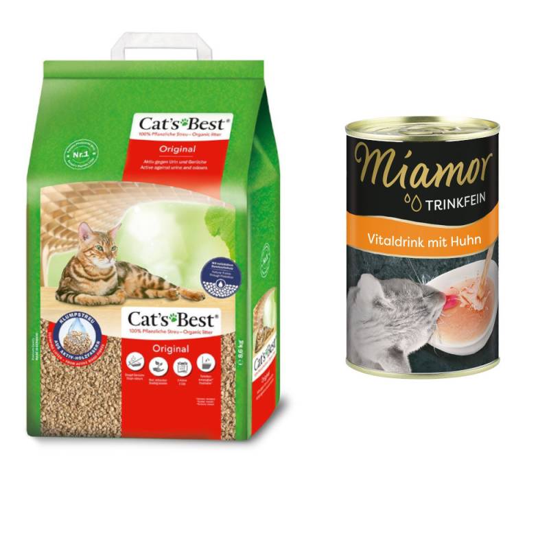 Cat's Best Original Katzenstreu + 135 ml Miamor Trinkfein Vitaldrink gratis! - 20 l (ca. 8,6 kg) von Cat's Best