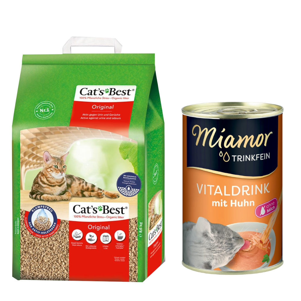 Cat's Best Original Katzenstreu + 135 ml Miamor Trinkfein Vitaldrink gratis! - 20 l (ca. 8,6 kg) von Cat's Best