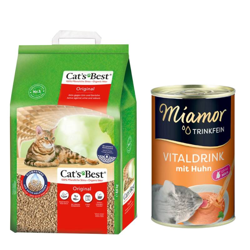 Cat's Best Original Katzenstreu + 135 ml Miamor Trinkfein Vitaldrink gratis! - 20 l (ca. 8,6 kg) von Cat's Best