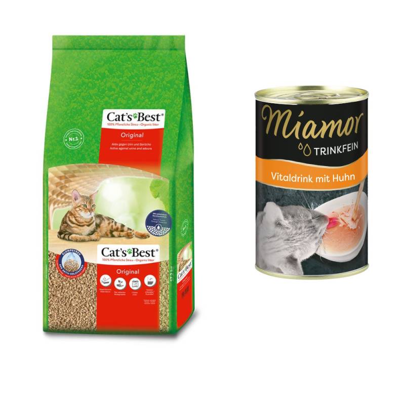 Cat's Best Original Katzenstreu + 135 ml Miamor Trinkfein Vitaldrink gratis! - 40 l (ca. 17,2 kg) von Cat's Best