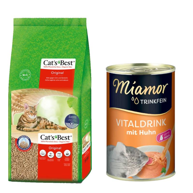 Cat's Best Original Katzenstreu + 135 ml Miamor Trinkfein Vitaldrink gratis! - 40 l (ca. 17,2 kg) von Cat's Best