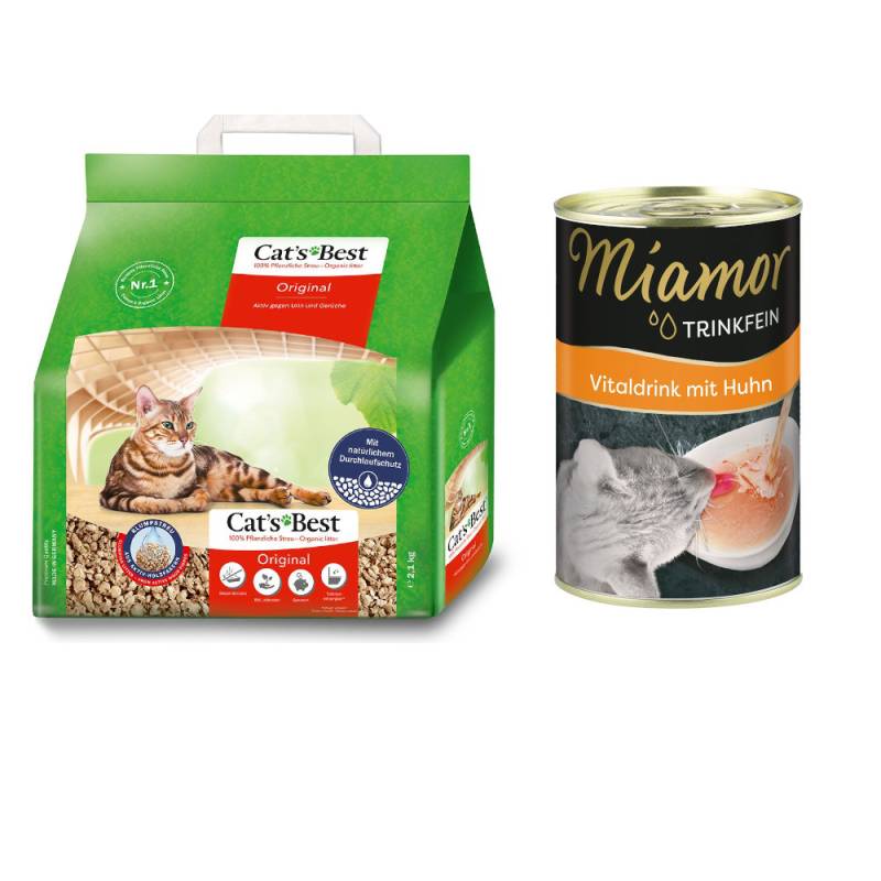 Cat's Best Original Katzenstreu + 135 ml Miamor Trinkfein Vitaldrink gratis! - 5 l (ca. 2,1 kg) von Cat's Best