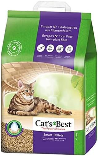 Cat's Best Smart Pellets, 100 % pflanzliche Katzenstreu, innovative Klumpstreu für Katzen aus antihaftenden Aktiv-Holzfasern – stoppt das Heraustragen, 10 kg/ 20 l von Cat's Best