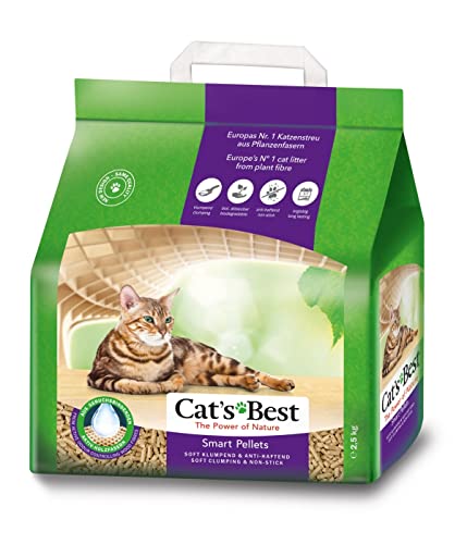 Cat's Best Smart Pellets, 100 % pflanzliche Katzenstreu, innovative Klumpstreu für Katzen aus antihaftenden Aktiv-Holzfasern – stoppt das Heraustragen, 2,5 kg/ 5 l von Cat's Best