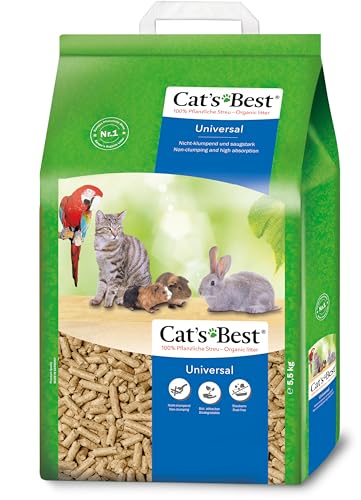 Cat's Best Universal, 100 % pflanzliche Kleintierstreu, nicht klumpende Pellets aus Pflanzenfasern – für Katzen und andere Kleintierrassen, 5,5 kg/10 l von Cat's Best