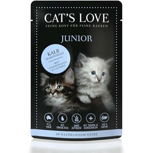 Cat´s Love Junior Katzenfutter Nassfutter Kalb Pur Ohne Getreide künstliche Farb- und Lockstoffe Zucker (Kalb, 1 x 85g) von Cat's Love Junior