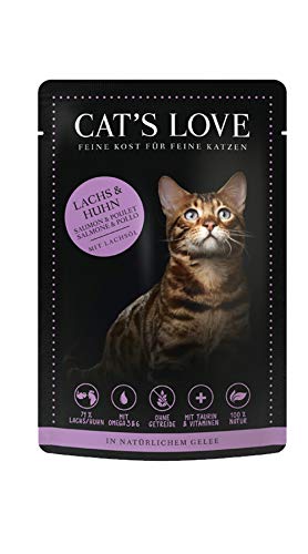 Cat´s Love Katzenfutter Nassfutter Mix Lachs & Huhn mit Petersilie und Lachsöl (Lachs & Huhn, 12 x 85g) von Cat's Love Mix