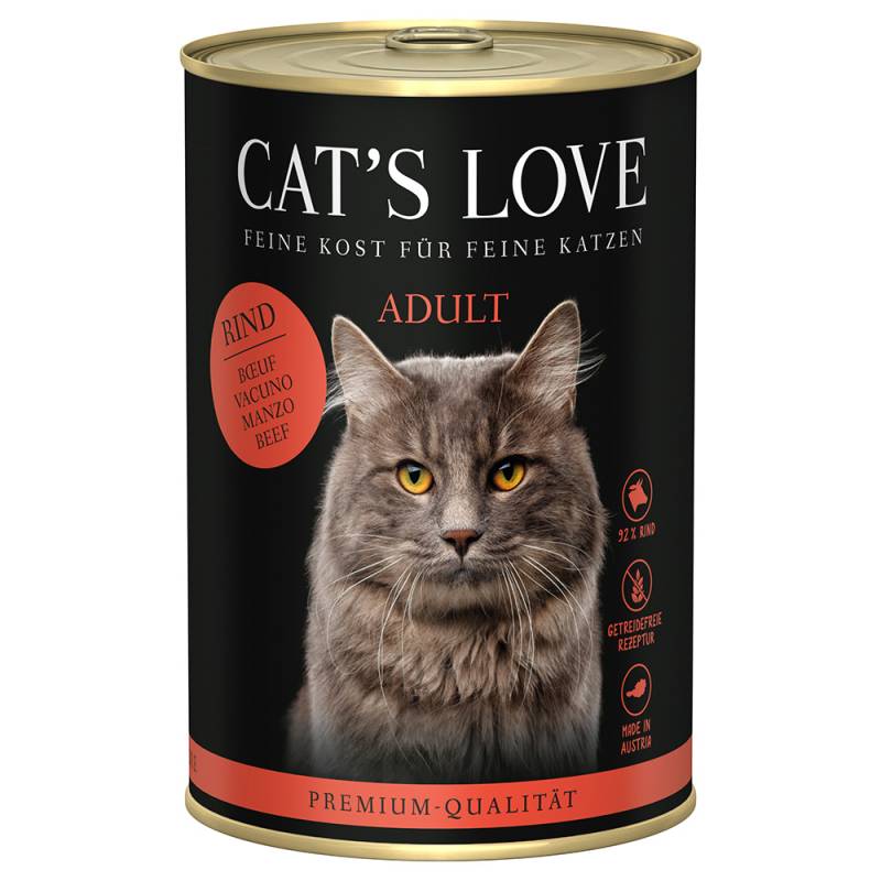 Cat's Love 6 x 400 g - Rind pur von Cat's Love