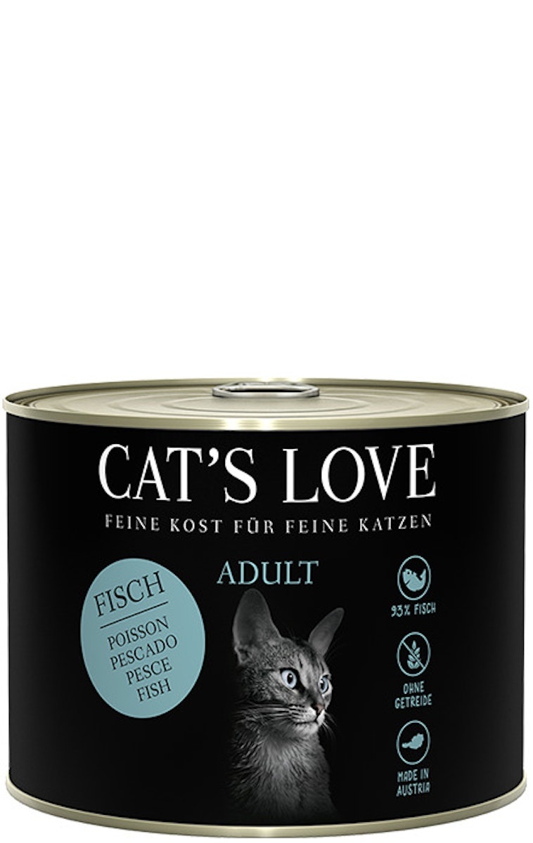 Cat's Love Adult 200g Dose Katzennassfutter Sparpaket 12 x 200 Gramm Fisch Pur mit Distelöl & Petersilie