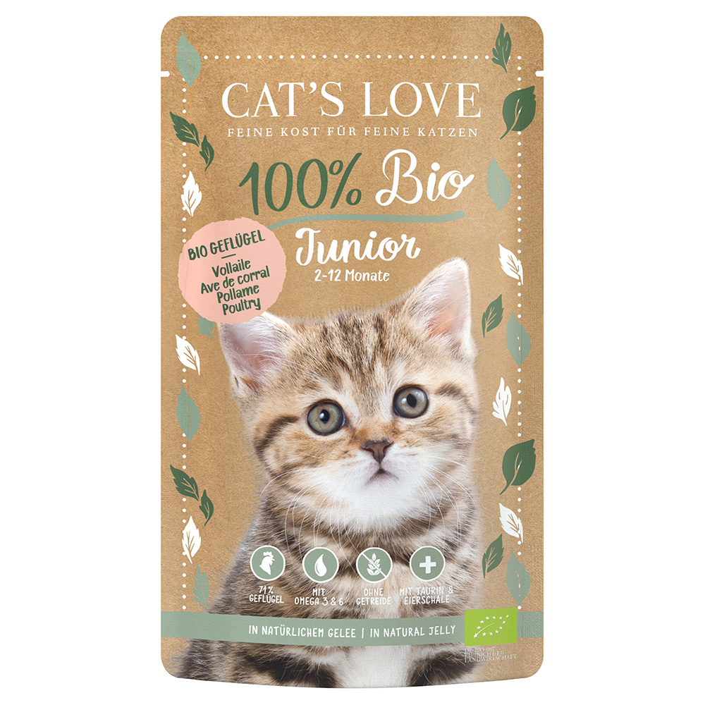 Cat's Love Bio 6 x 100 g - Junior Bio-Geflügel Cat's Love Bio 6 x 100 g - Junior Bio-Geflügel von Cat's Love