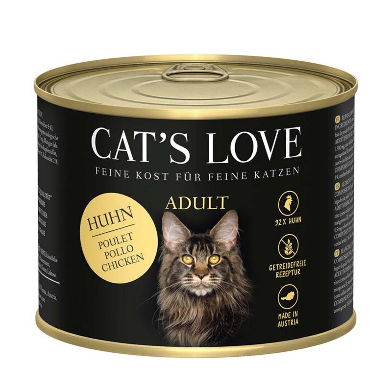 Cat's Love Nassfutter Huhn Pur mit Leinöl und Brennnessel 6x200g von Cat's Love