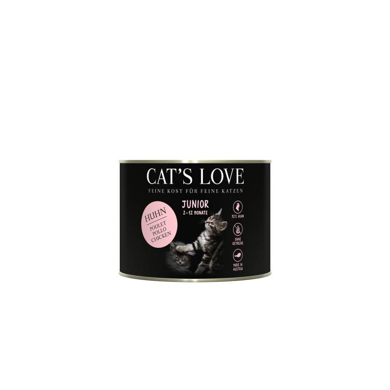 Cat's Love Nassfutter Junior Huhn Pur mit Algenkalk und Distelöl 6x200g von Cat's Love
