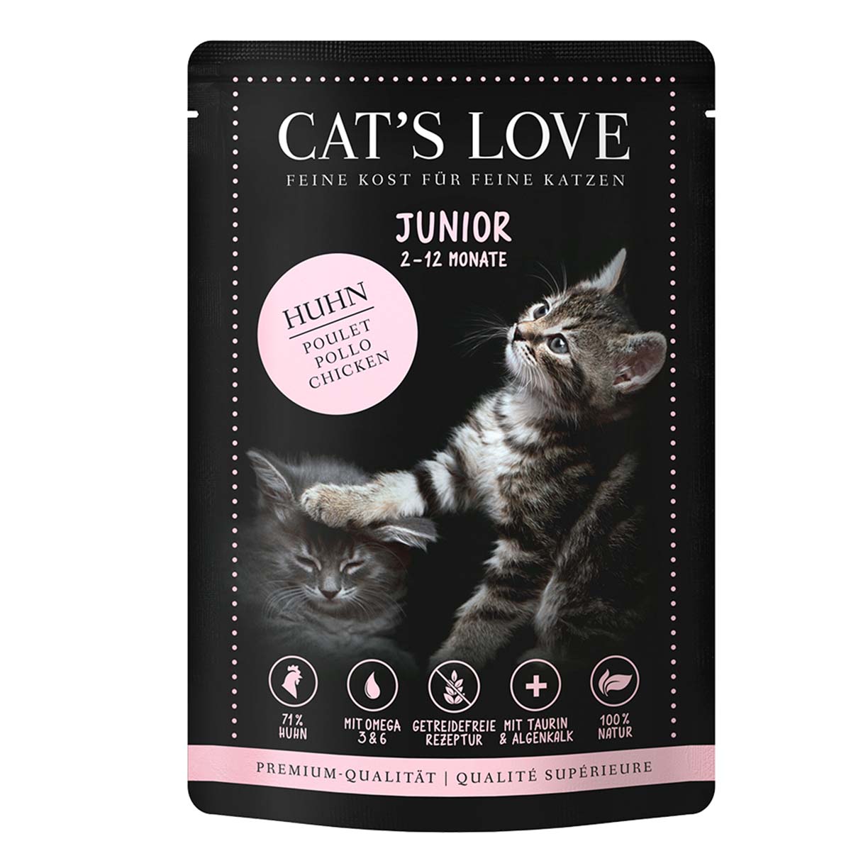 Cat's Love Nassfutter Junior Huhn mit Algenkalk & Distelöl 12x85g von Cat's Love