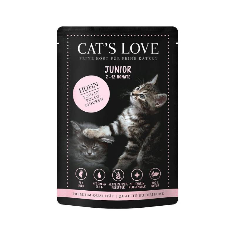 Cat's Love Nassfutter Junior Huhn mit Algenkalk & Distelöl 12x85g von Cat's Love