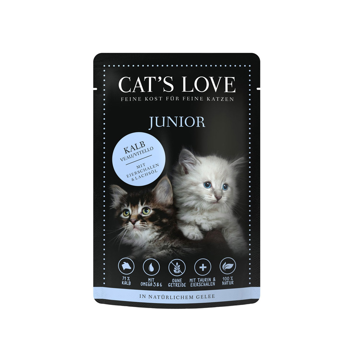 Cat's Love Nassfutter Junior Kalb mit Eierschalen & Lachsöl 12x85g von Cat's Love