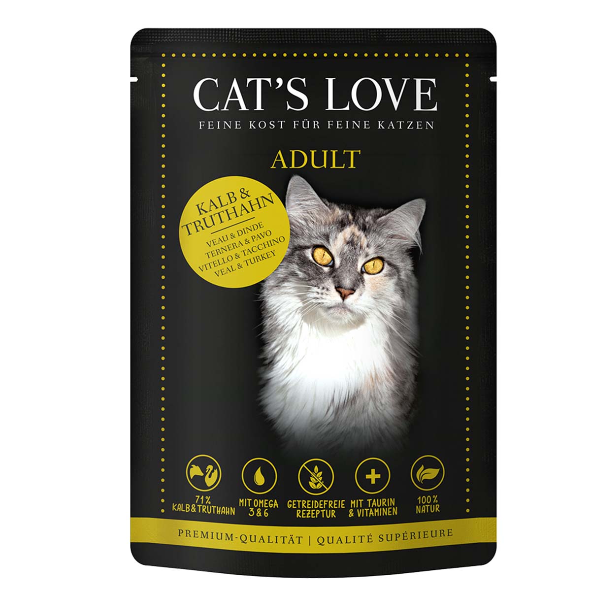 Cat's Love Nassfutter Kalb & Truthahn mit Katzenminze & Leinöl 12x85g von Cat's Love