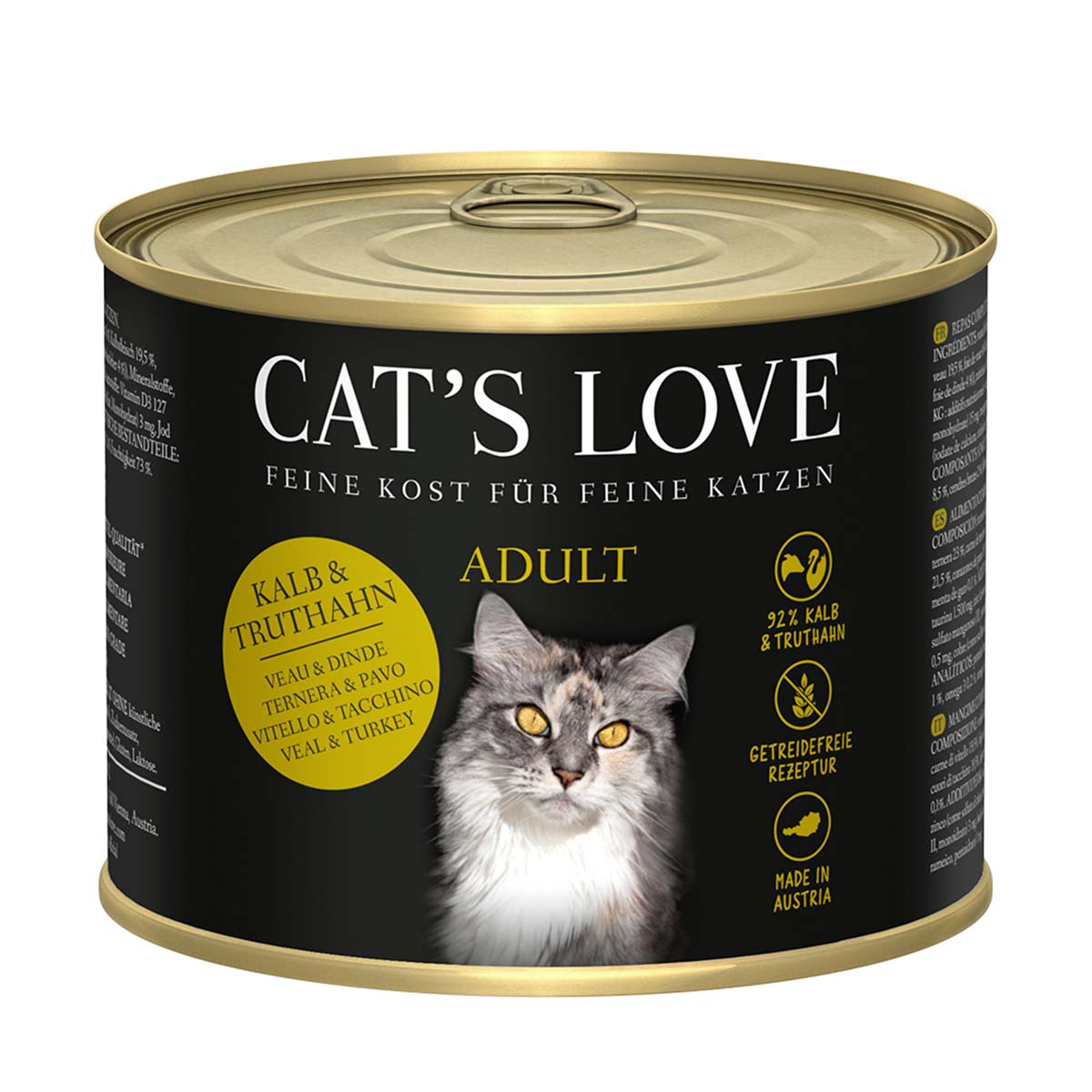 Cat's Love Nassfutter Kalb und Truthahn mit Katzenminze und Leinöl 6x200g von Cat's Love