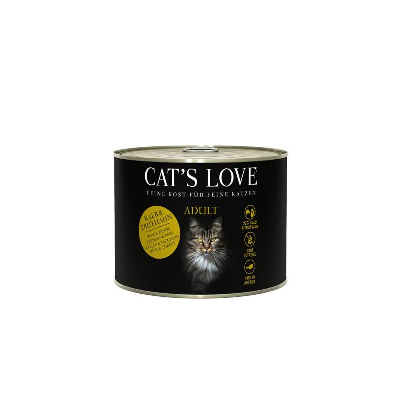 Cat's Love Nassfutter Kalb und Truthahn mit Katzenminze und Leinöl 6x200g von Cat's Love