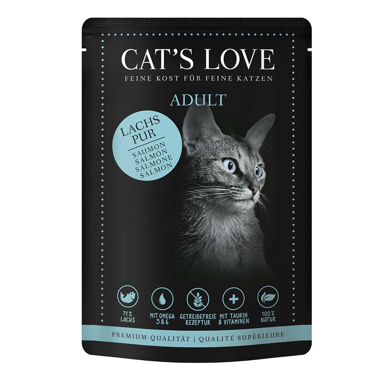 Cat's Love Nassfutter Lachs Pur mit Distelöl & Petersilie 12x85g von Cat's Love