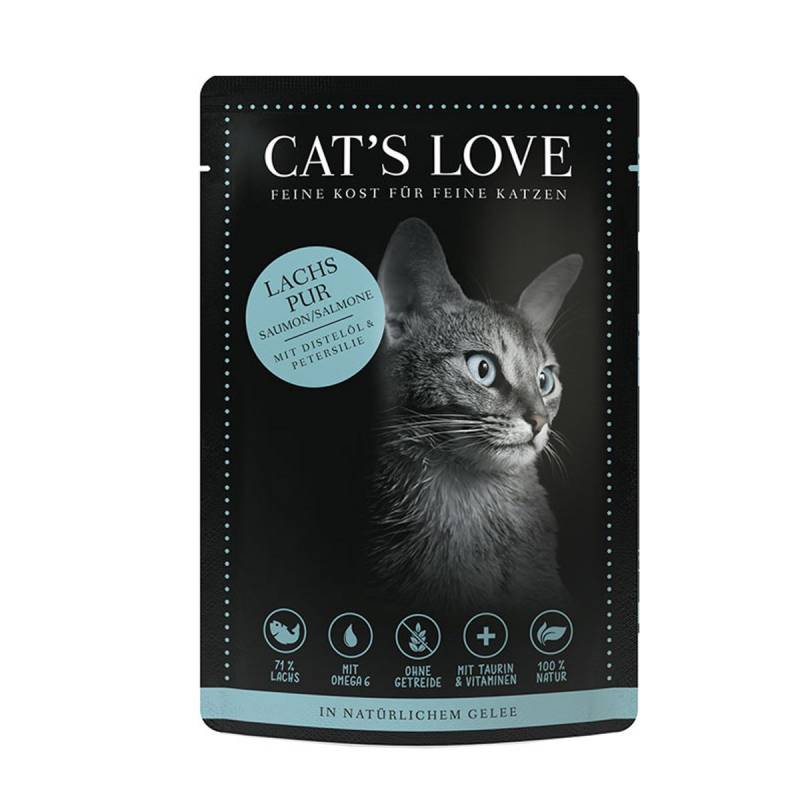 Cat's Love Nassfutter Lachs Pur mit Distelöl & Petersilie 12x85g von Cat's Love