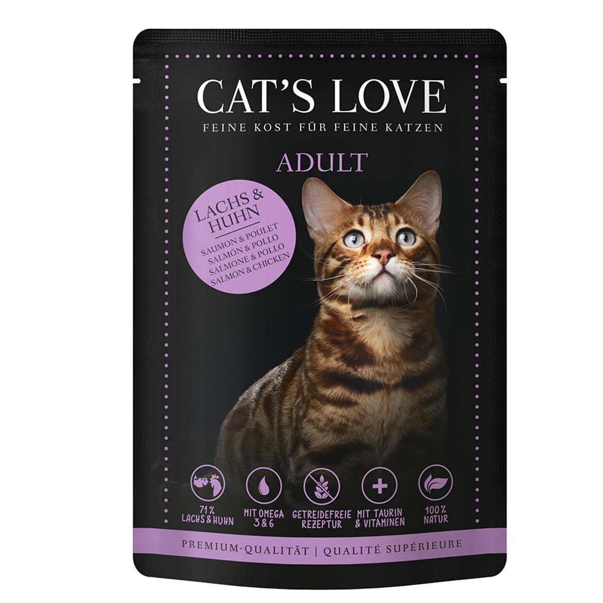 Cat's Love Nassfutter Lachs & Huhn mit Petersilie & Lachsöl 12x85g von Cat's Love