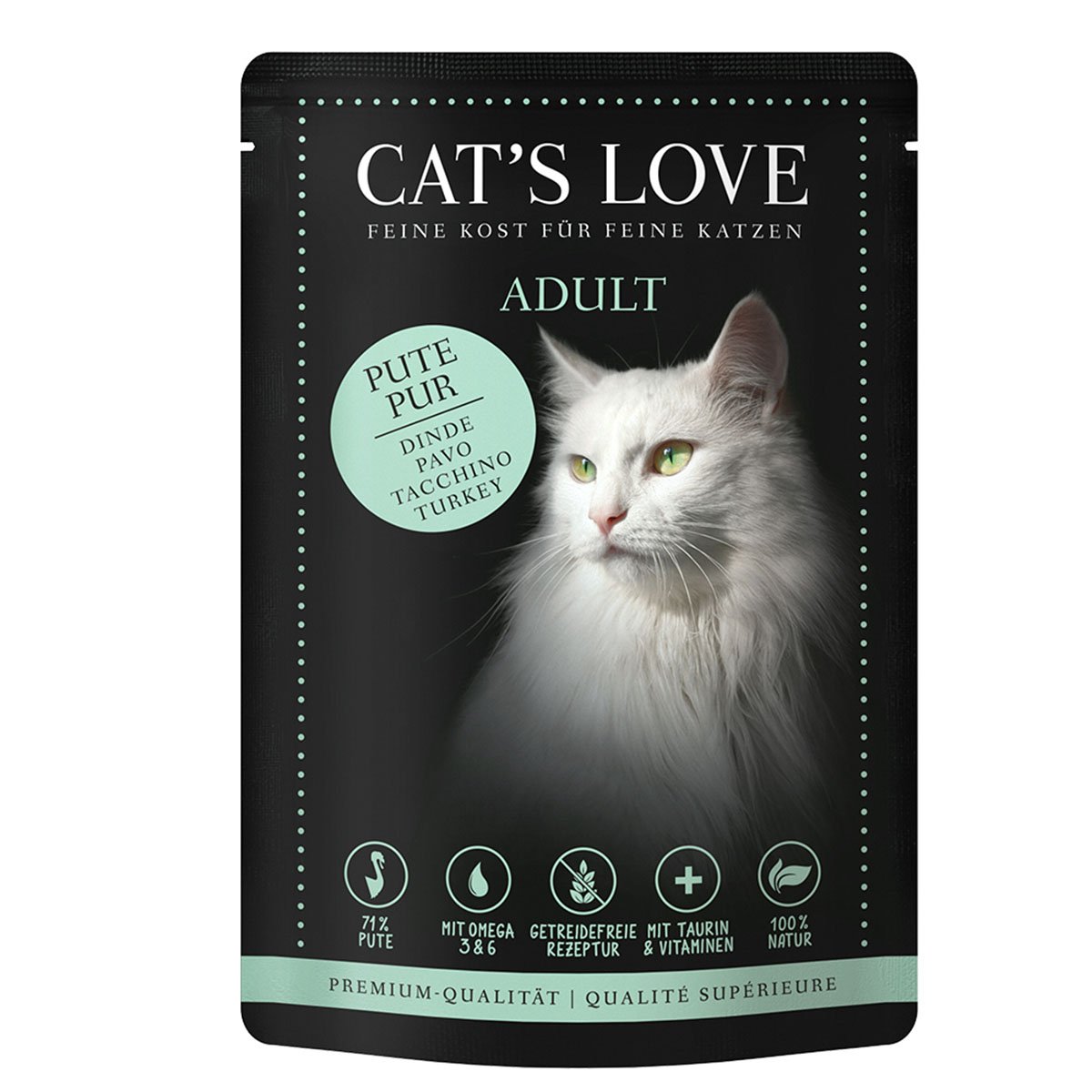 Cat's Love Nassfutter Pute Pur mit Lachsöl & Katzengamander 12x85g von Cat's Love