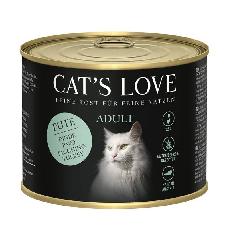 Cat's Love Nassfutter Pute Pur mit Lachsöl und Katzengamander 200g von Cat's Love