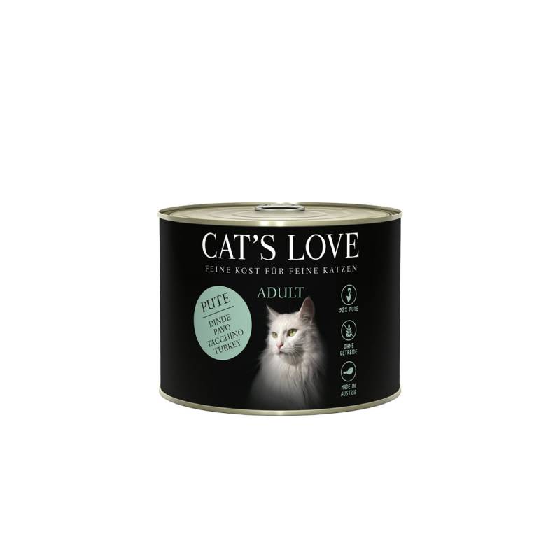 Cat's Love Nassfutter Pute Pur mit Lachsöl und Katzengamander 6x200g von Cat's Love