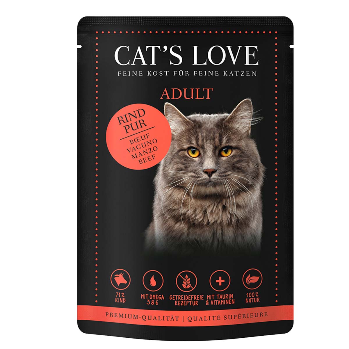 Cat's Love Nassfutter Rind Pur mit Distelöl & Löwenzahn 12x85g von Cat's Love