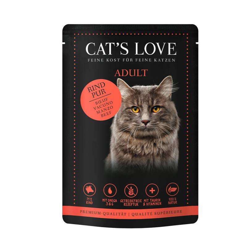 Cat's Love Nassfutter Rind Pur mit Distelöl & Löwenzahn 12x85g von Cat's Love