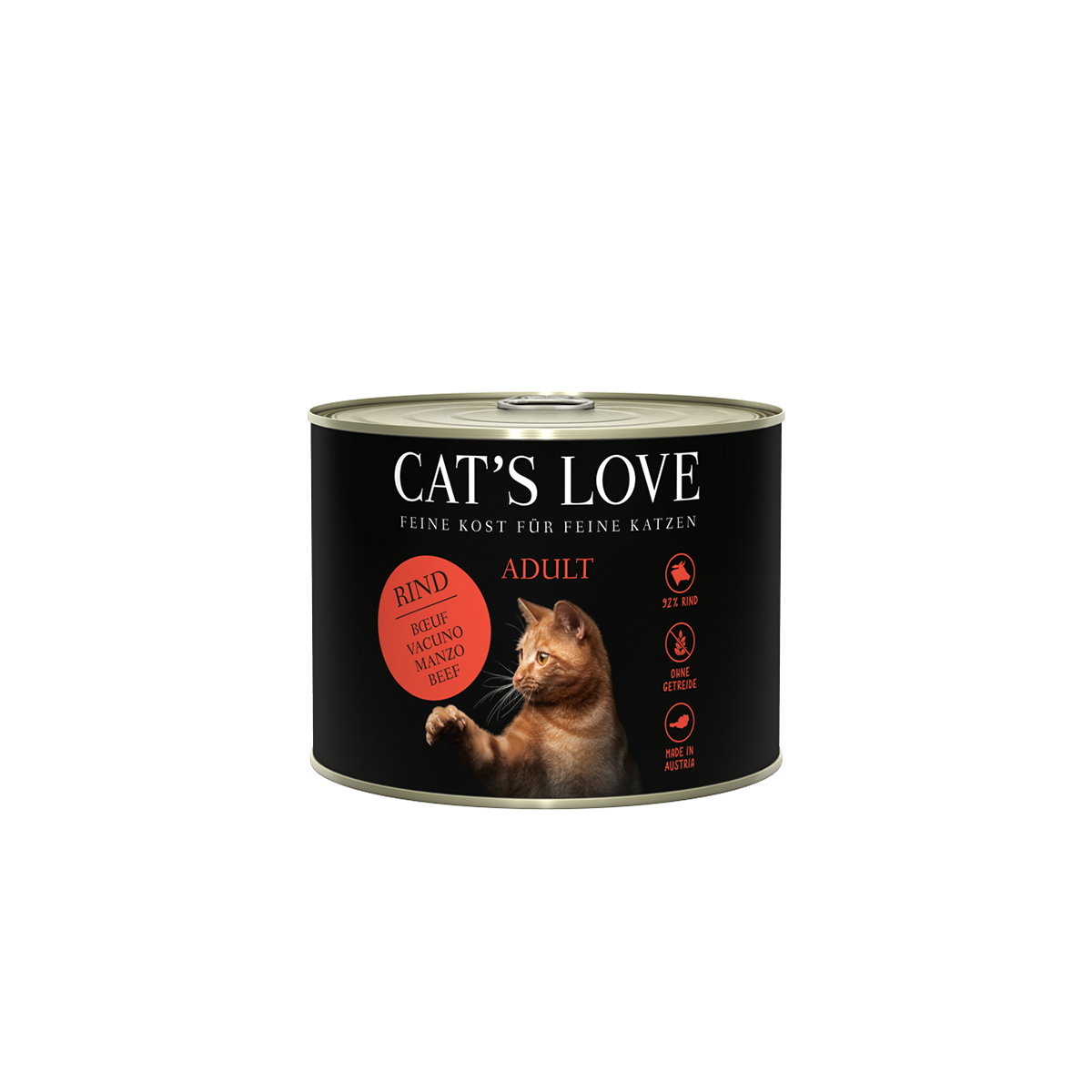Cat's Love Nassfutter Rind Pur mit Distelöl und Löwenzahn 6x200g von Cat's Love