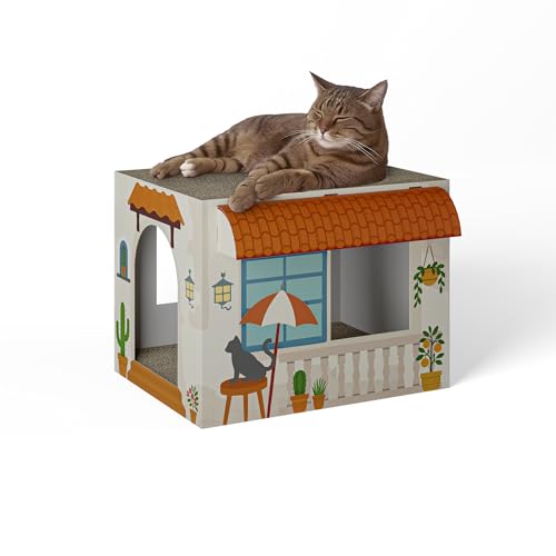 Cat's Palace Katzenhaus Mediterrane Finca aus Pappe – Katzenhöhle mit Kratzbrett | Kratzmöbel & Rückzugsort für Katzen | 45 × 35 × 35 cm Cat's Palace Katzenhaus Mediterrane Finca aus Pappe – Katzenhöhle mit Kratzbrett | Kratzmöbel & Rückzugsort für Katzen | 45 × 35 × 35 cm von Cat's Palace