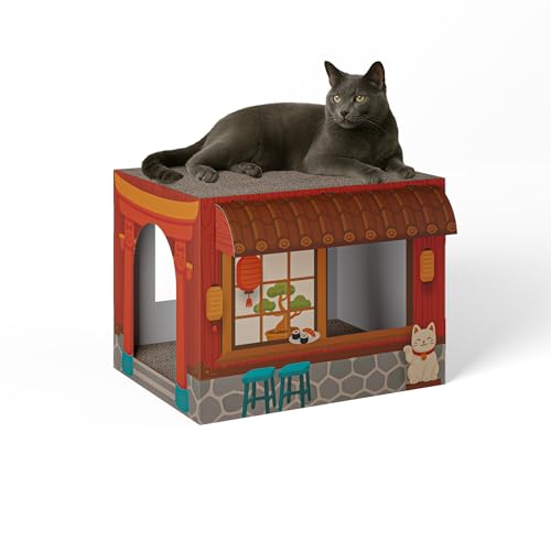 Cat’s Palace Katzenhaus Sushi Restaurant – Rückzugsort & Kratzmöbel mit 2 Kratzflächen für Katzen | 45×35×35 cm | Made in Germany Cat’s Palace Katzenhaus Sushi Restaurant – Rückzugsort & Kratzmöbel mit 2 Kratzflächen für Katzen | 45×35×35 cm | Made in Germany von Cat's Palace