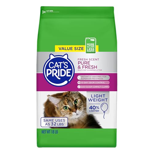 Cat's Pride Premium leichte Klumpstreu – rein & frisch – bis zu 10 Tage kraftvolle Geruchskontrolle – Multi-Katzen-Duft, 8,2 kg Cat's Pride Premium leichte Klumpstreu – rein & frisch – bis zu 10 Tage kraftvolle Geruchskontrolle – Multi-Katzen-Duft, 8,2 kg von Cat's Pride