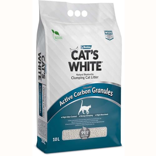 Cat's White Active Carbon Granules, klumpendes Katzenstreu mit Aktivkohle, Geruchsabnahme für Katzen und Kätzchen, 10 l von Cat's White