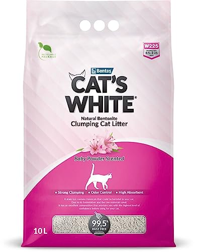 Cat's White Baby Powder Scented Klumpstreu mit Talkumduft für Katzen und Katzen 10 l von Cat's White