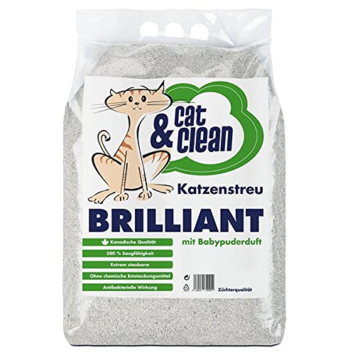 Cat & Clean Katzenstreu Der Extraklasse Klumpendes Einstreu Extrem Saugfähig Naturprodukt Aus Bentonit (Brilliant Babypuderduft, 30) von Cat & Clean