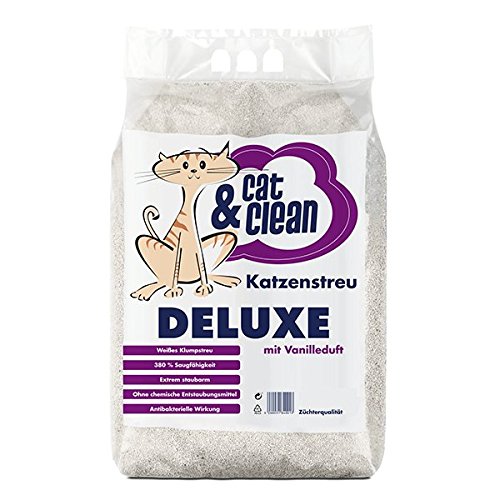 Cat & Clean Katzenstreu Der Extraklasse Klumpendes Einstreu Extrem Saugfähig Naturprodukt Aus Bentonit 30Kg (Deluxe Vanille) von Cat & Clean