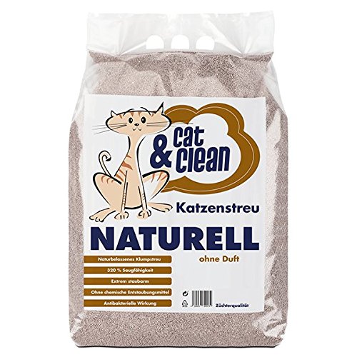 Cat & Clean Katzenstreu Der Extraklasse Klumpendes Einstreu Extrem Saugfähig Naturprodukt Aus Bentonit 30Kg (Naturell) von Cat & Clean