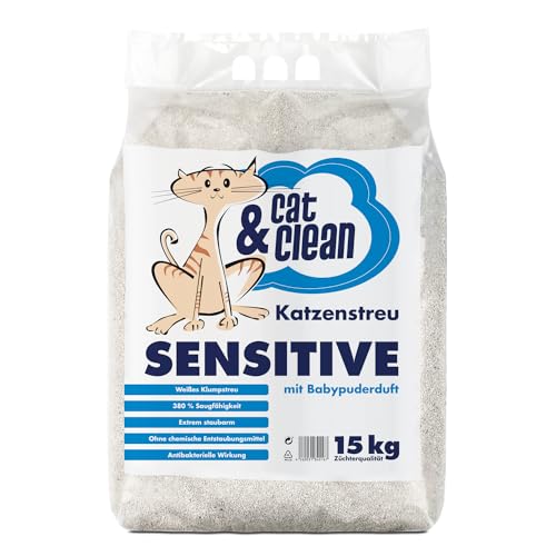 Cat & Clean Sensitive mit Babypuderduft 15 kg Beutel von Cat & Clean