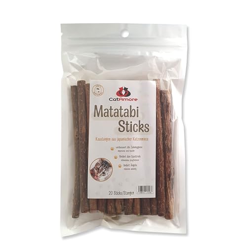 CatAmore 20x Matatabi Sticks für Katzen Zahnpflege Natur aus Matatabi Holz gegen Mundgeruch Katzenspielzeug Zahnreinigung Kauspielzeug CatAmore 20x Matatabi Sticks für Katzen Zahnpflege Natur aus Matatabi Holz gegen Mundgeruch Katzenspielzeug Zahnreinigung Kauspielzeug von CatAmore