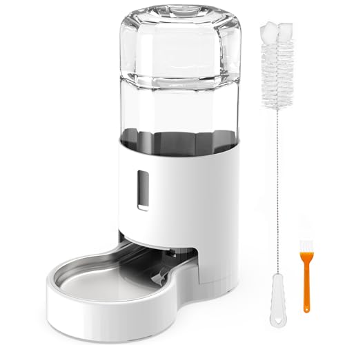 7L Automatischer Hund Wasserspender Schüssel, Schwerkraft Haustier Wasserspender mit Edelstahlschüssel, Kein Verschütten, Große Kapazität Wasserspender für Hunde Katzen (7L Ohne Filter Schwarz) von CatAve