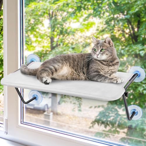 Kabellose Katzenfensterstange, Katzenbetten für den Innenbereich, Katzenhängematte für Wand mit 4 starken Saugnäpfen, Metallrahmen, Katzenfensterhängematte für große Katzen, zum Sonnenbaden, Kabellose Katzenfensterstange, Katzenbetten für den Innenbereich, Katzenhängematte für Wand mit 4 starken Saugnäpfen, Metallrahmen, Katzenfensterhängematte für große Katzen, zum Sonnenbaden, von CatAve