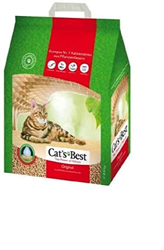 Cats Best Original Katzenstreu, Mega-Pack, 40 l (ca. 17,2kg) Klumpstreu aus 100% Naturholzfasern nimmt bis zu 7-fache seines eigenen Volumens in Feuchtigkeit auf von Cats