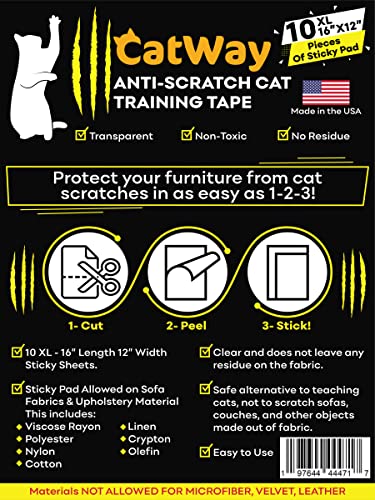 Kratzschutz für Katzen, hergestellt in den USA, 10XL, 40,6 x 30,5 cm, doppelseitig, Katzenschreck, klebrige Blätter, Kratzschutz und Couch-Schutz vor Katzenkrallenschäden, kratzfestes Trainingsband Kratzschutz für Katzen, hergestellt in den USA, 10XL, 40,6 x 30,5 cm, doppelseitig, Katzenschreck, klebrige Blätter, Kratzschutz und Couch-Schutz vor Katzenkrallenschäden, kratzfestes Trainingsband von CatWay