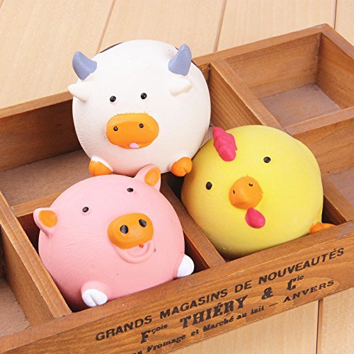 CatYou Quietschendes Hundespielzeug aus Latex, Kauspielzeug für Welpen, kleine, mittelgroße Hunde, 7,1 cm Durchmesser, 3 Stück von CatYou