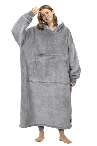 Catalonia Oversized Sherpa Hoodie für Erwachsene, Damen und Herren, Aschgrau, extra lang, Einheitsgröße Catalonia Oversized Sherpa Hoodie für Erwachsene, Damen und Herren, Aschgrau, extra lang, Einheitsgröße von Catalonia